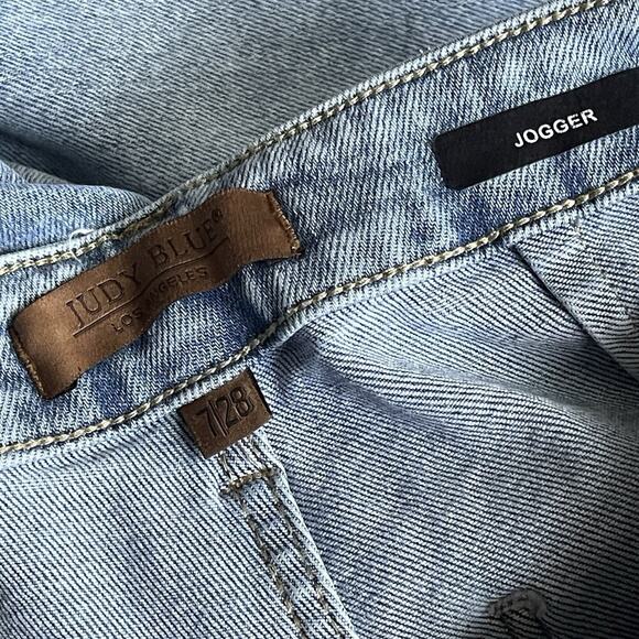 Judy Blue Jogger Jeans Light Wash High Rise Denim Size 7/28 * - Picture 4 of 11